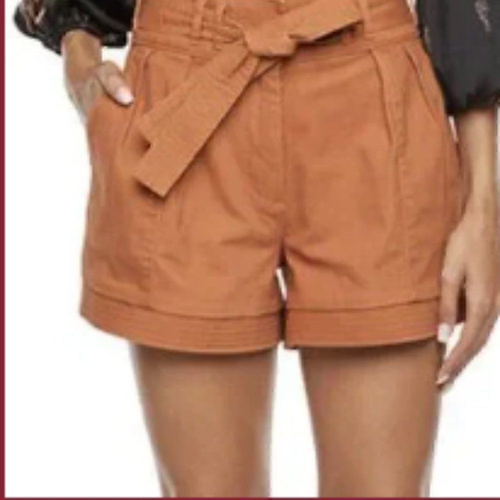 Ryegrass Denim Sierra Brown Pleated Belted Shorts size 24 New Without tags